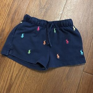 Polo by Ralph Lauren Kids' Dark Blue Shorts with Colorful Embroidery Size 4T